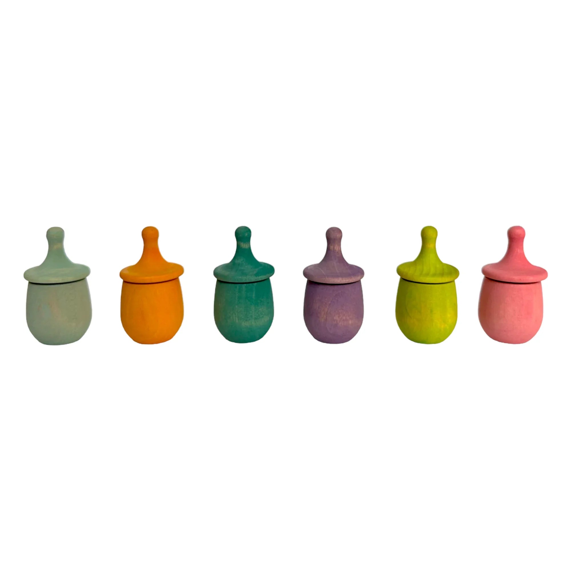 A set of 6 STAINED Little Thing Wooden Treasure Box in Stained Pastel/Macaron Colors - BIG FRENCHIES