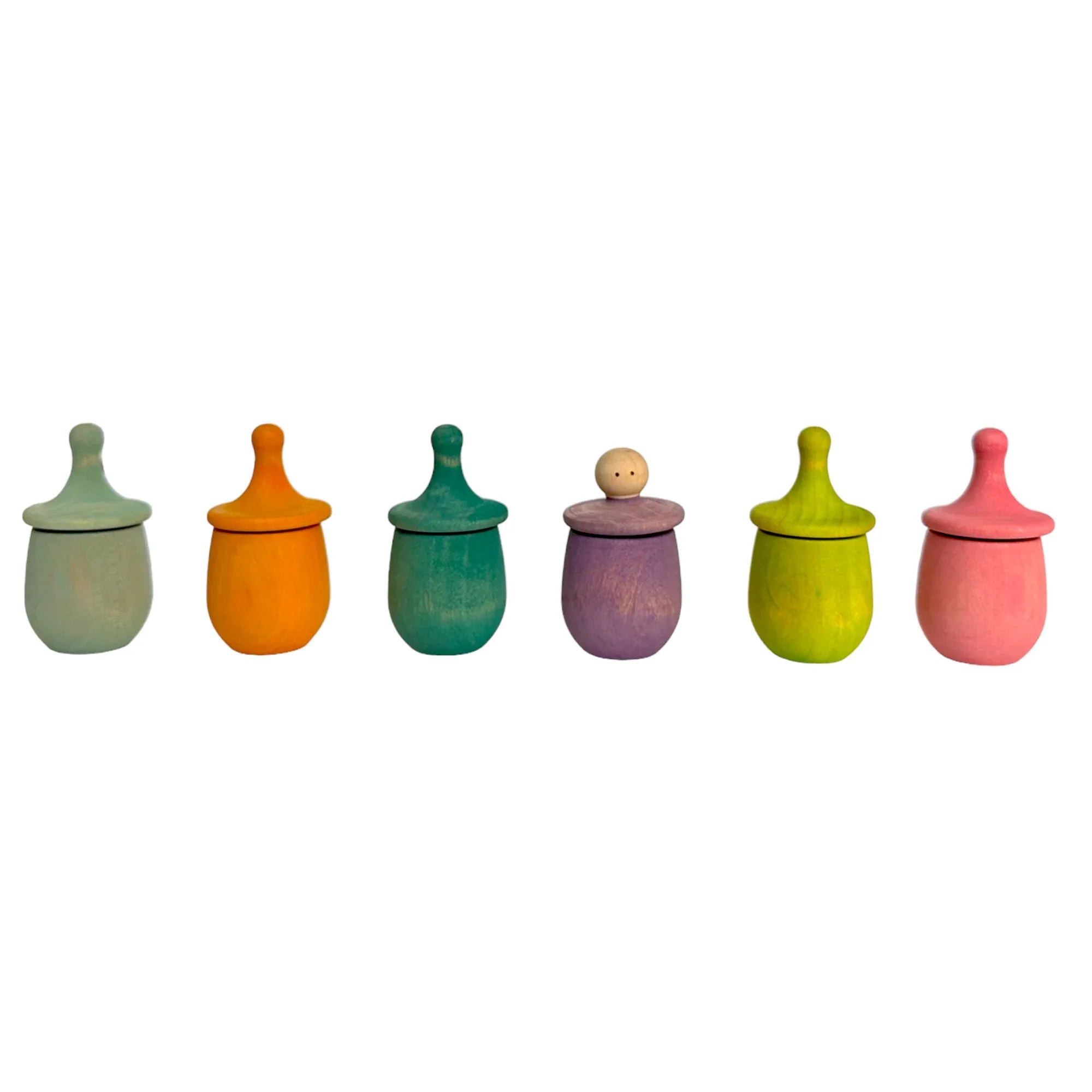 A set of 6 STAINED Little Thing Wooden Treasure Box in Stained Pastel/Macaron Colors - BIG FRENCHIES