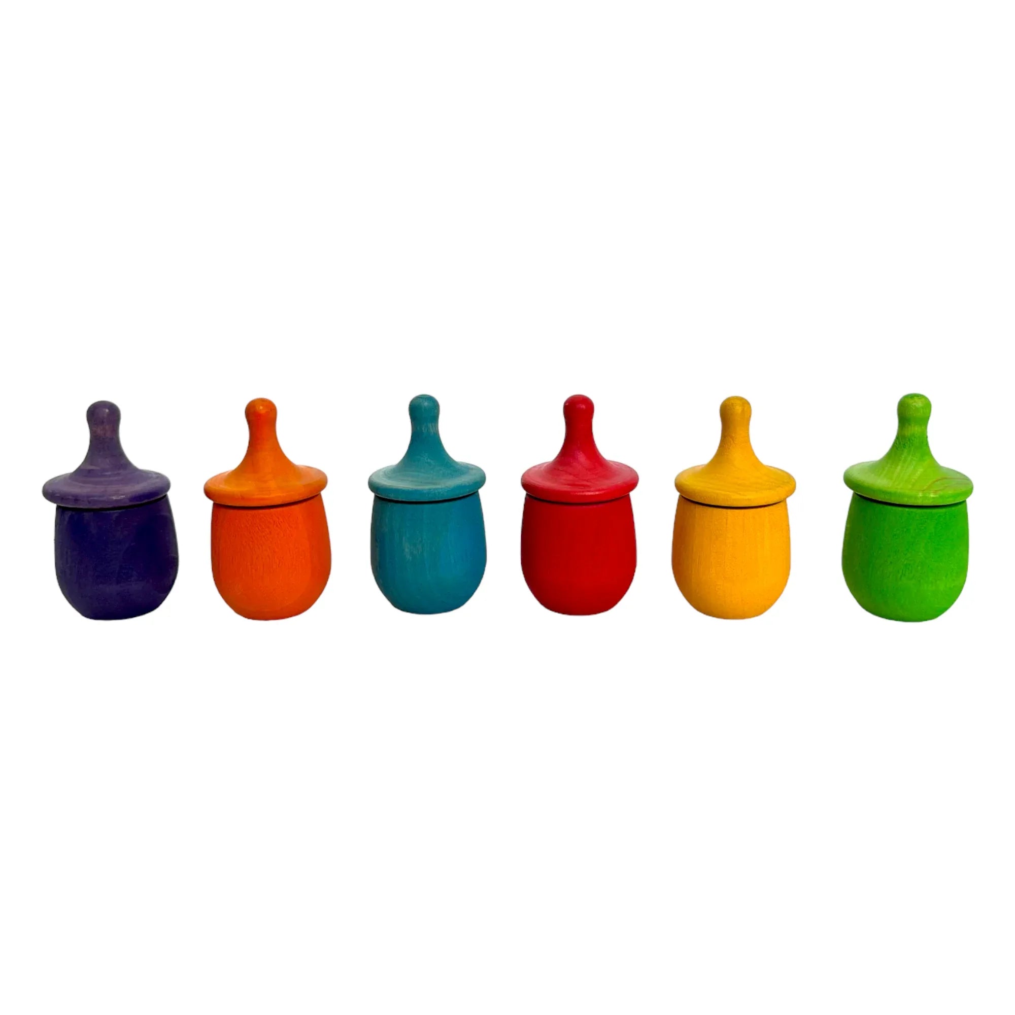 A set of 6 STAINED Little Thing Wooden Treasure Box in Stained Primary Rainbow Colors - BIG FRENCHIES