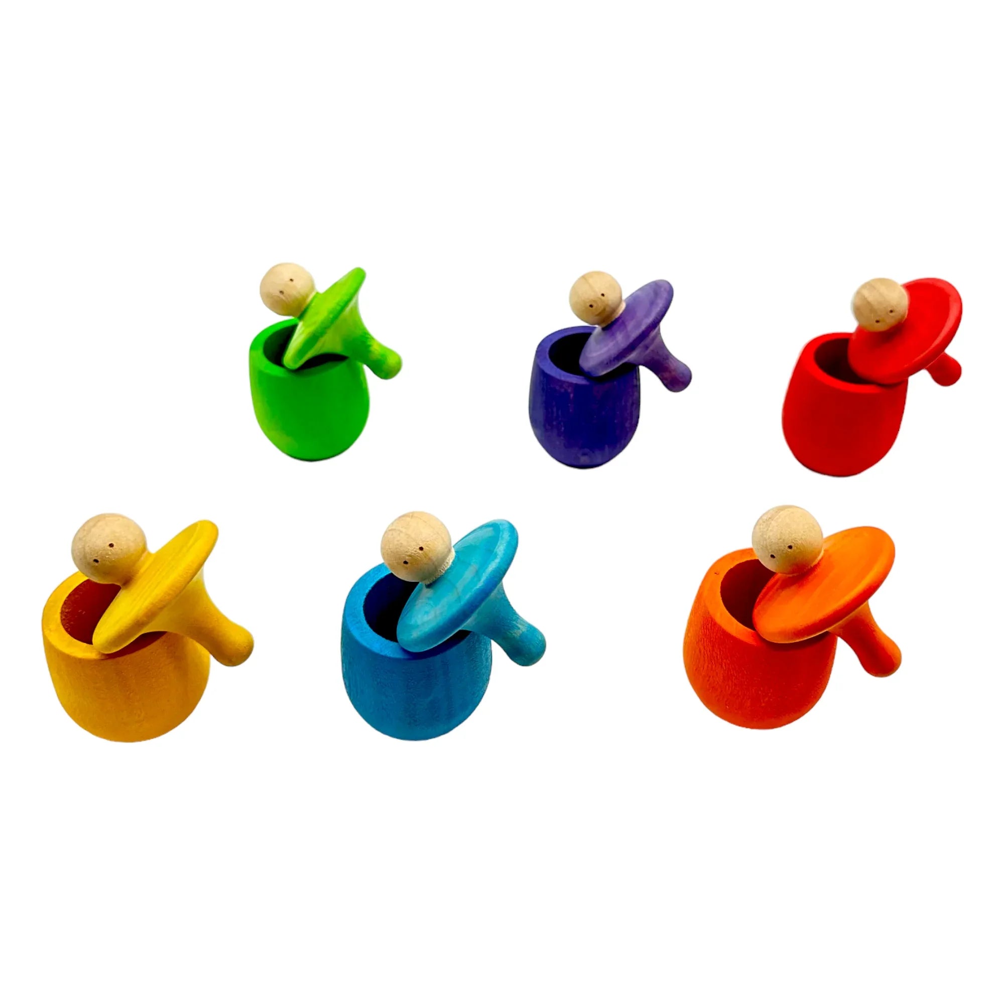 A set of 6 STAINED Little Thing Wooden Treasure Box in Stained Primary Rainbow Colors - BIG FRENCHIES