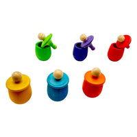 A set of 6 STAINED Little Thing Wooden Treasure Box in Stained Primary Rainbow Colors - BIG FRENCHIES