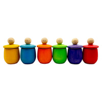 A set of 6 STAINED Little Thing Wooden Treasure Box in Stained Primary Rainbow Colors - BIG FRENCHIES