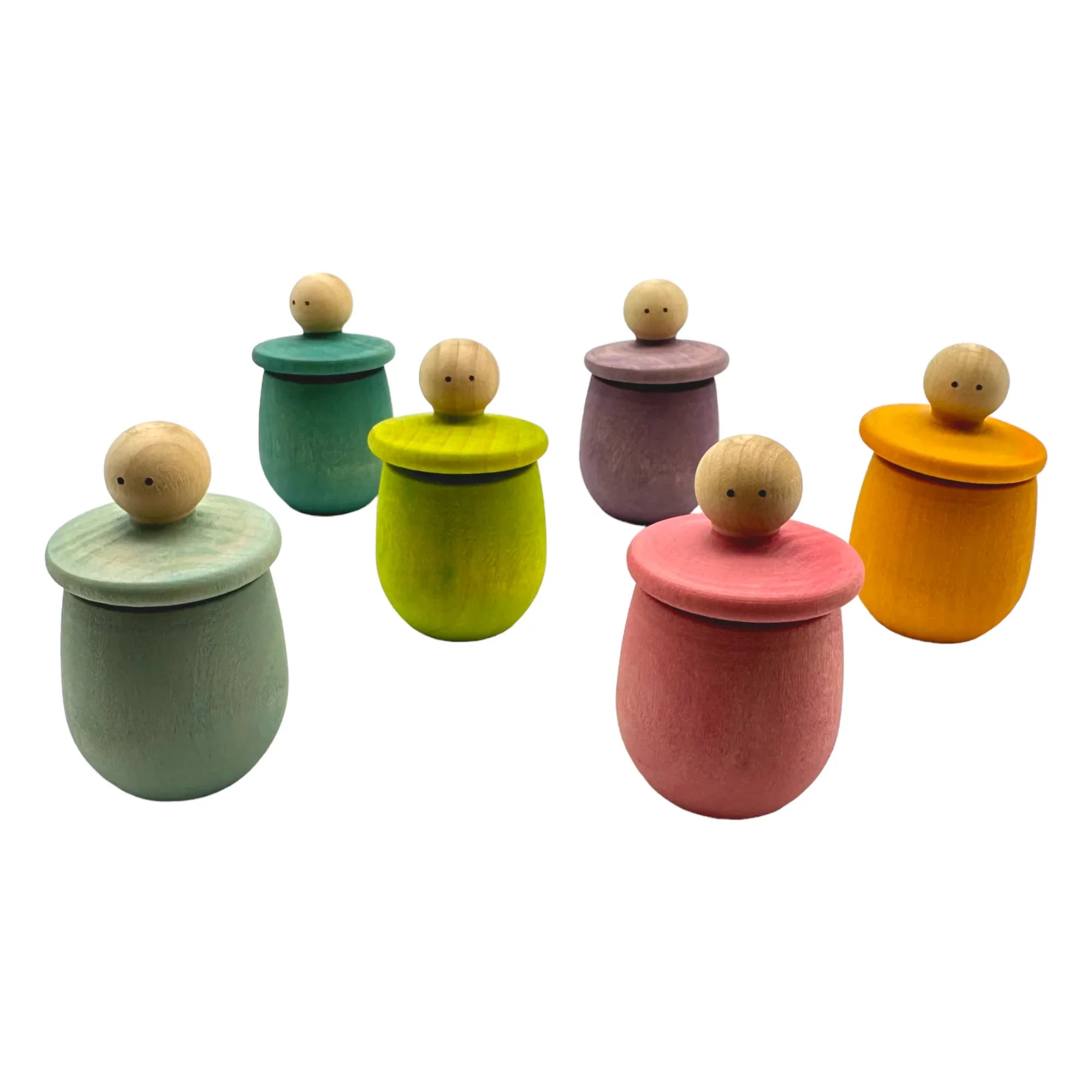 A set of 6 STAINED Little Thing Wooden Treasure Box in Stained Pastel/Macaron Colors - BIG FRENCHIES