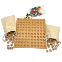 **Pre-order (Ships in 2-3 Weeks)**Hundred Frame Coin Pockets Set with Counting and Alphabet Coins - BIG FRENCHIES