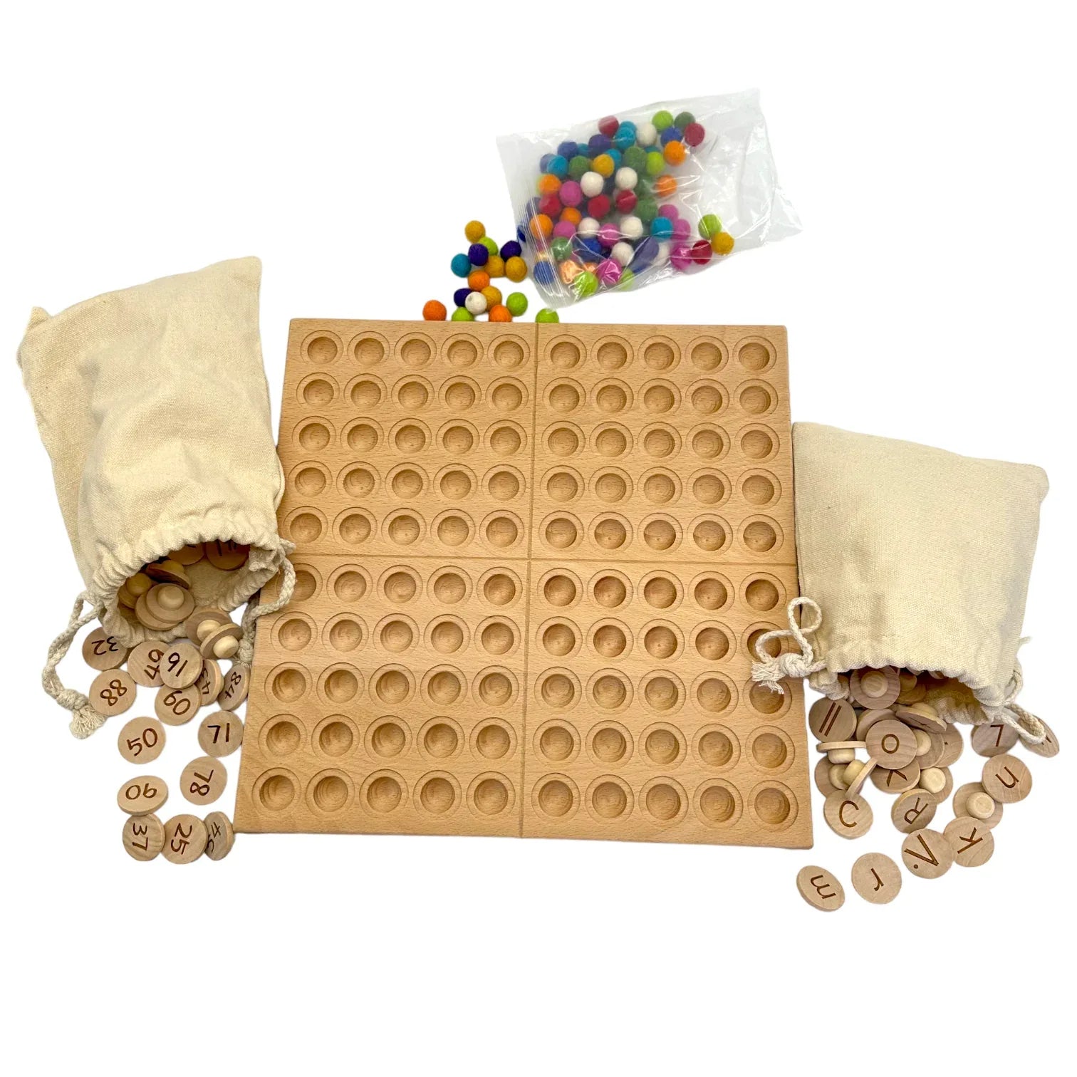 **Pre-order (Ships in 2-3 Weeks)**Hundred Frame Coin Pockets Set with Counting and Alphabet Coins - BIG FRENCHIES