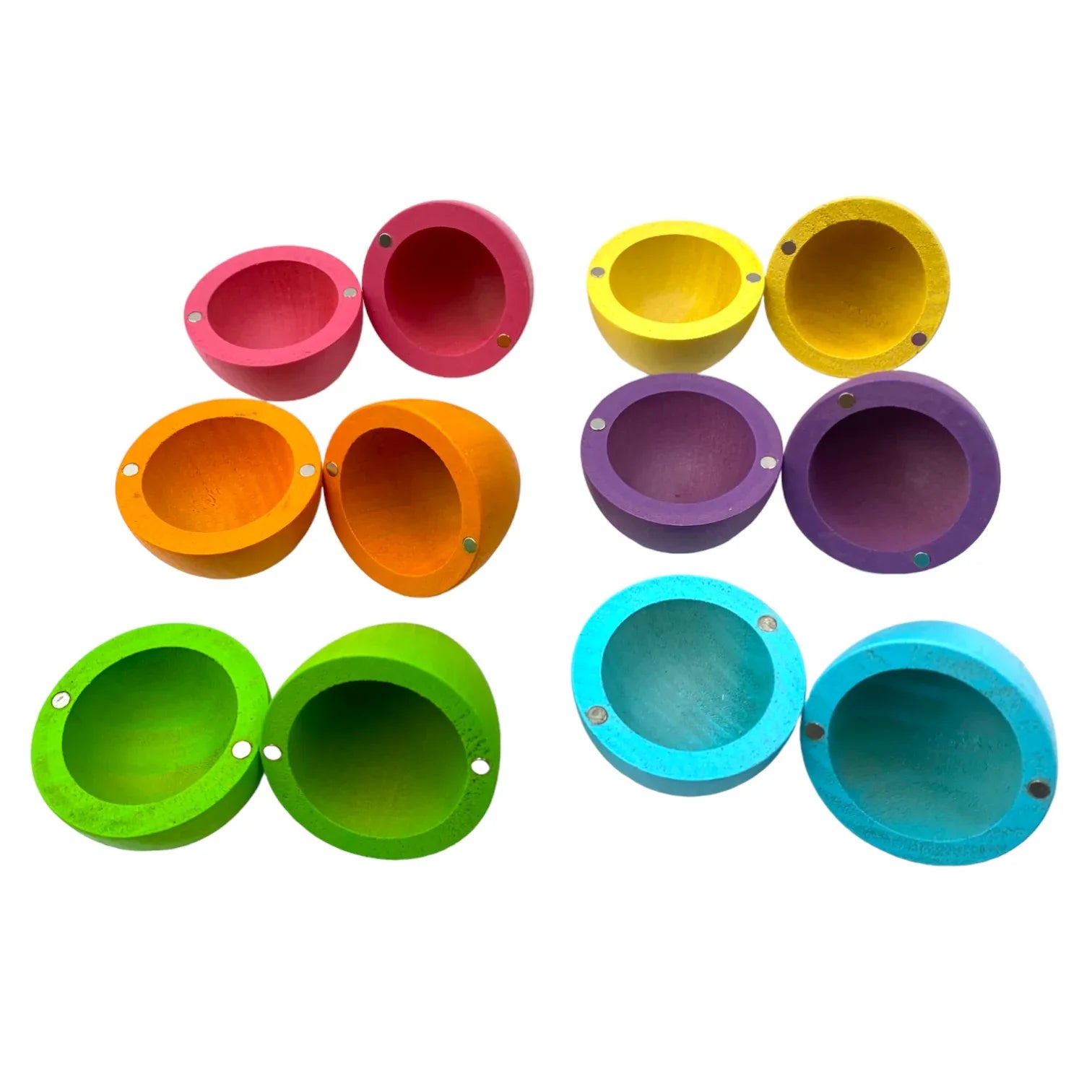 6 Pcs STAINED Magnetic Wooden Eggs in Pastel/Macaron Colors - BIG FRENCHIES