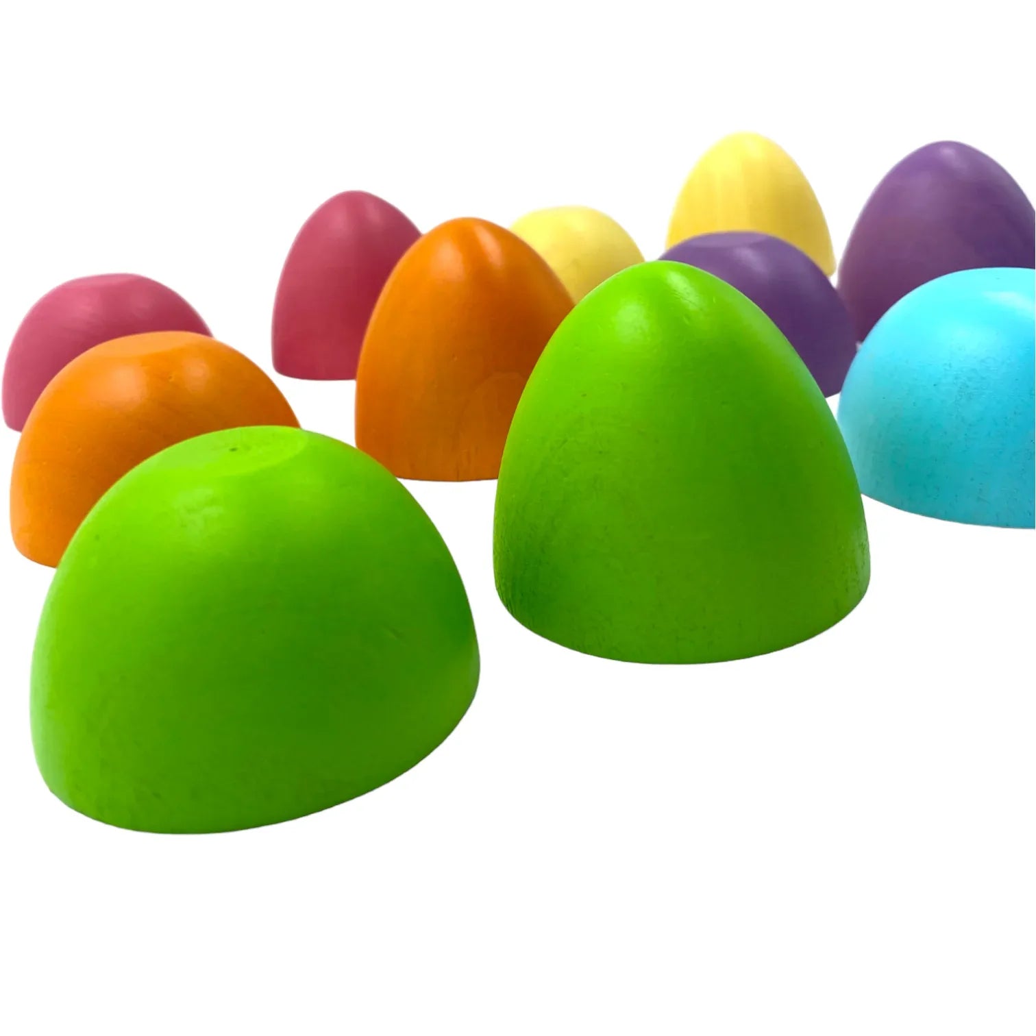 6 Pcs STAINED Magnetic Wooden Eggs in Pastel/Macaron Colors - BIG FRENCHIES