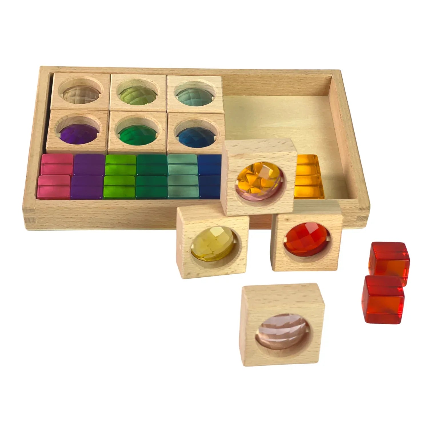 30-Piece Gemmed Translucent Window Blocks & Lucite Cubes Set with Storage Tray - BIG FRENCHIES