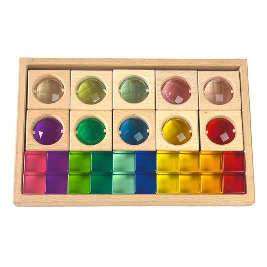 30-Piece Gemmed Translucent Window Blocks & Lucite Cubes Set with Storage Tray - BIG FRENCHIES