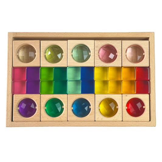 30-Piece Gemmed Translucent Window Blocks & Lucite Cubes Set with Storage Tray - BIG FRENCHIES
