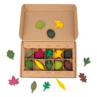 40-Piece Woodland Leaves Wooden Forest Set – Nature-Inspired Loose Parts Play - BIG FRENCHIES