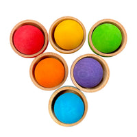 6-Piece Rainbow Wooden Bowls & Balls Set – Matching, Sorting & Open-Ended Play - BIG FRENCHIES