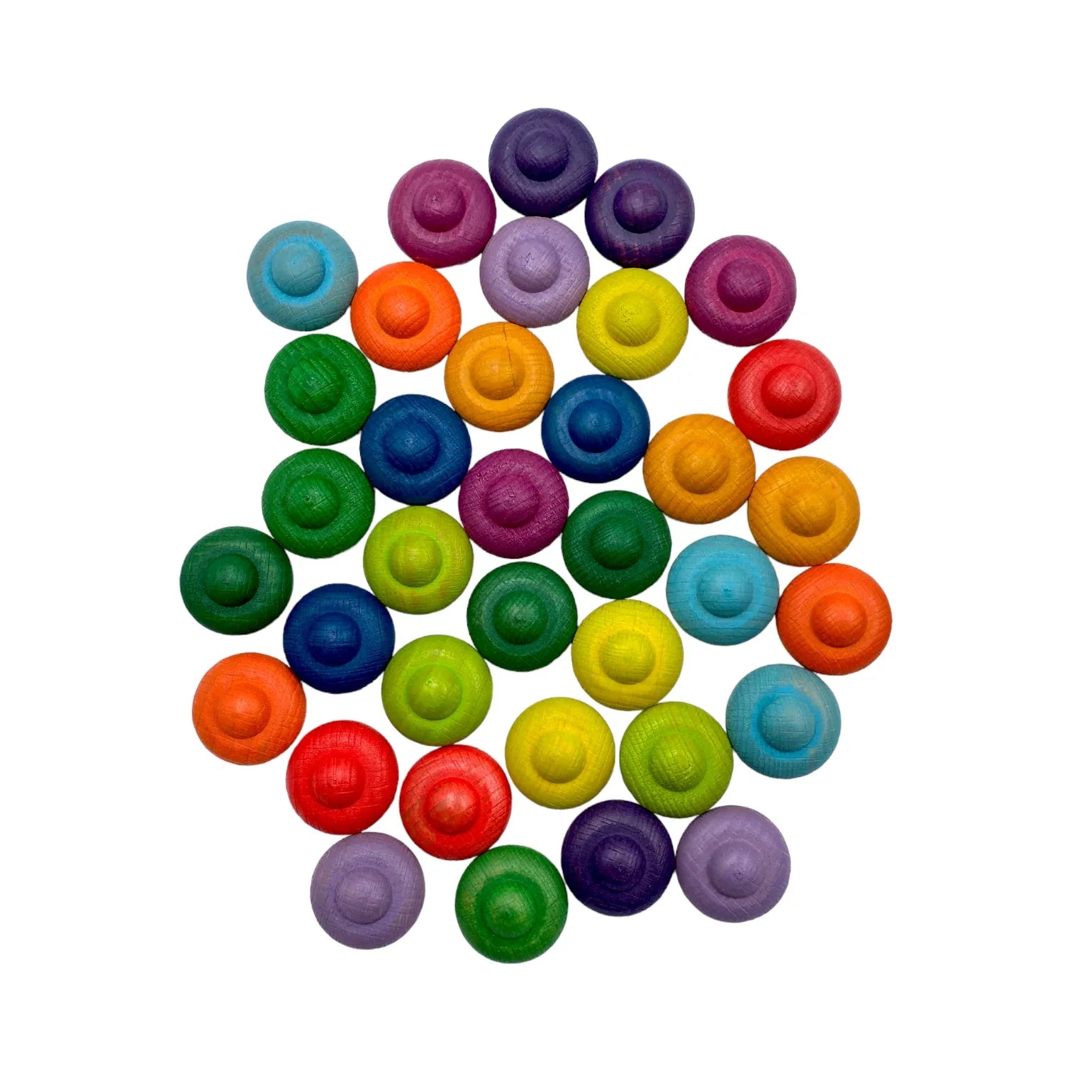 **Pre-order (Ships in 1-2 Weeks)**36 Pieces Colored Wooden Mandala Rainbow Loose Parts - BIG FRENCHIES