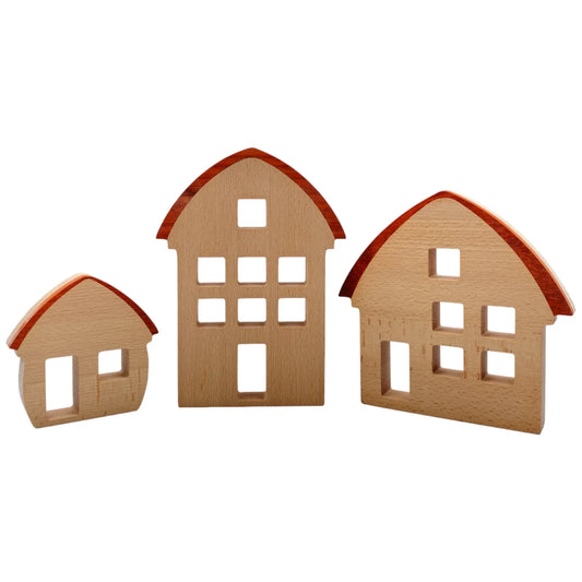 3-Piece Wooden Window Houses with Darker Roofs - BIG FRENCHIES