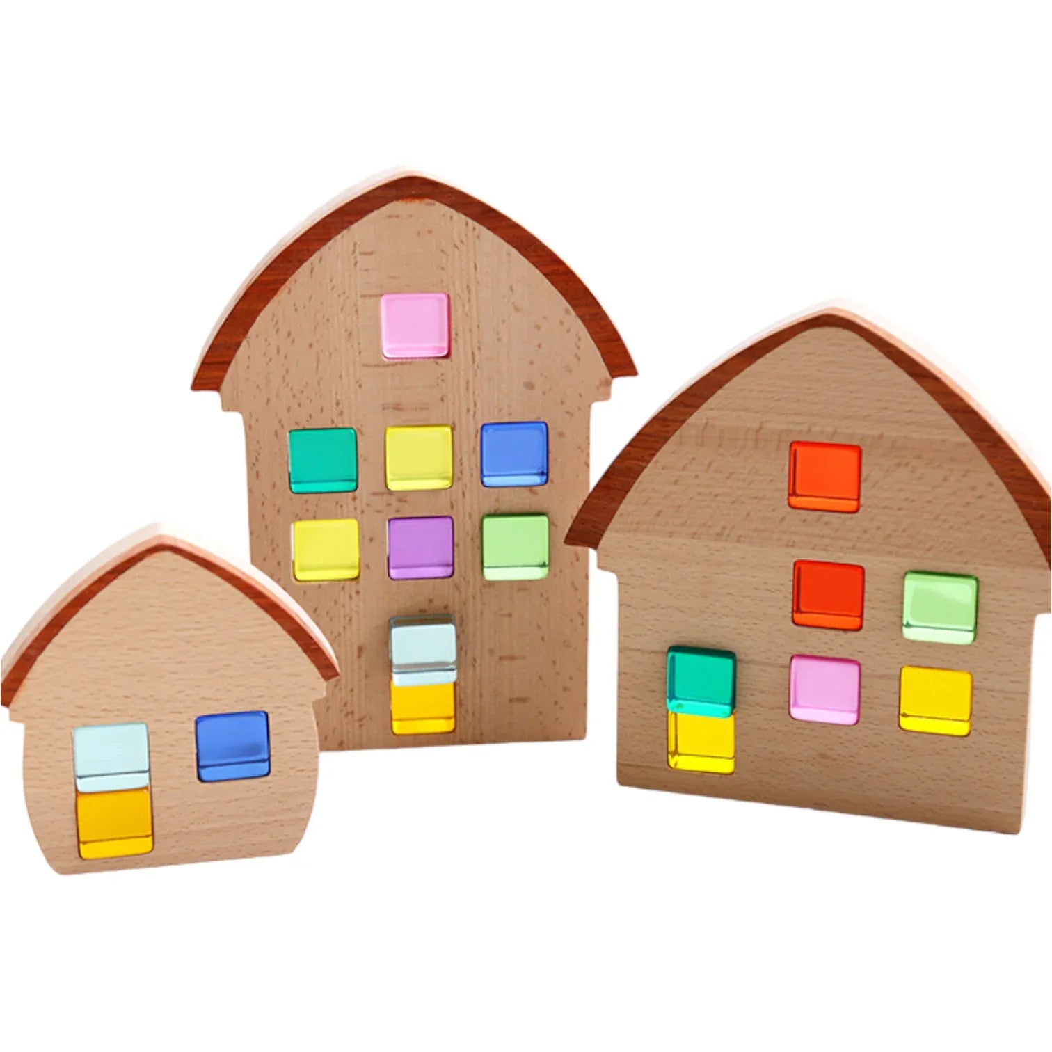 3-Piece Wooden Window Houses with Darker Roofs - BIG FRENCHIES