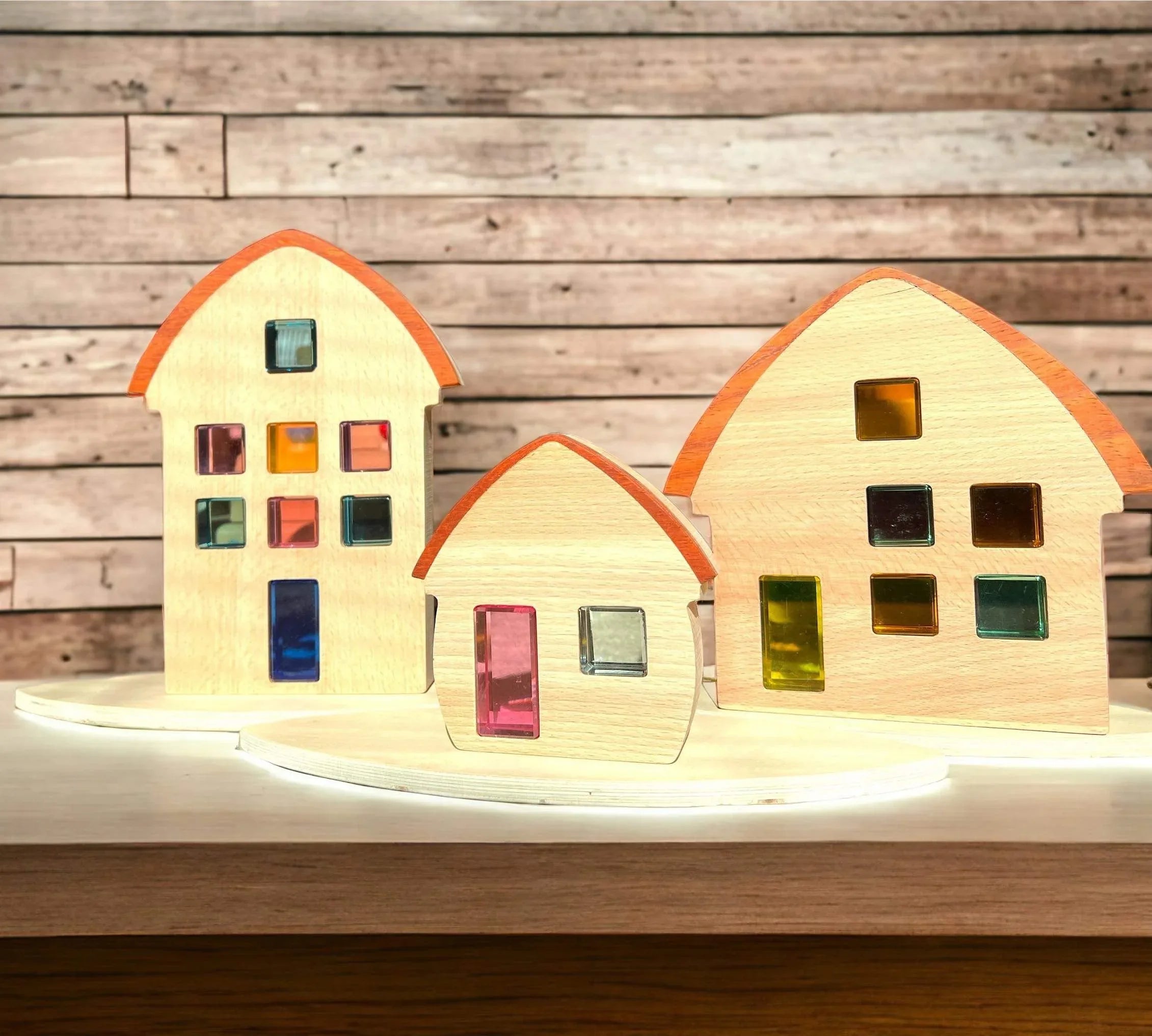 3-Piece Wooden Window Houses with Darker Roofs - BIG FRENCHIES
