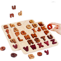 Natural Wooden Alphabet & Numbers Puzzle – Uppercase, Lowercase & Math Options - BIG FRENCHIES