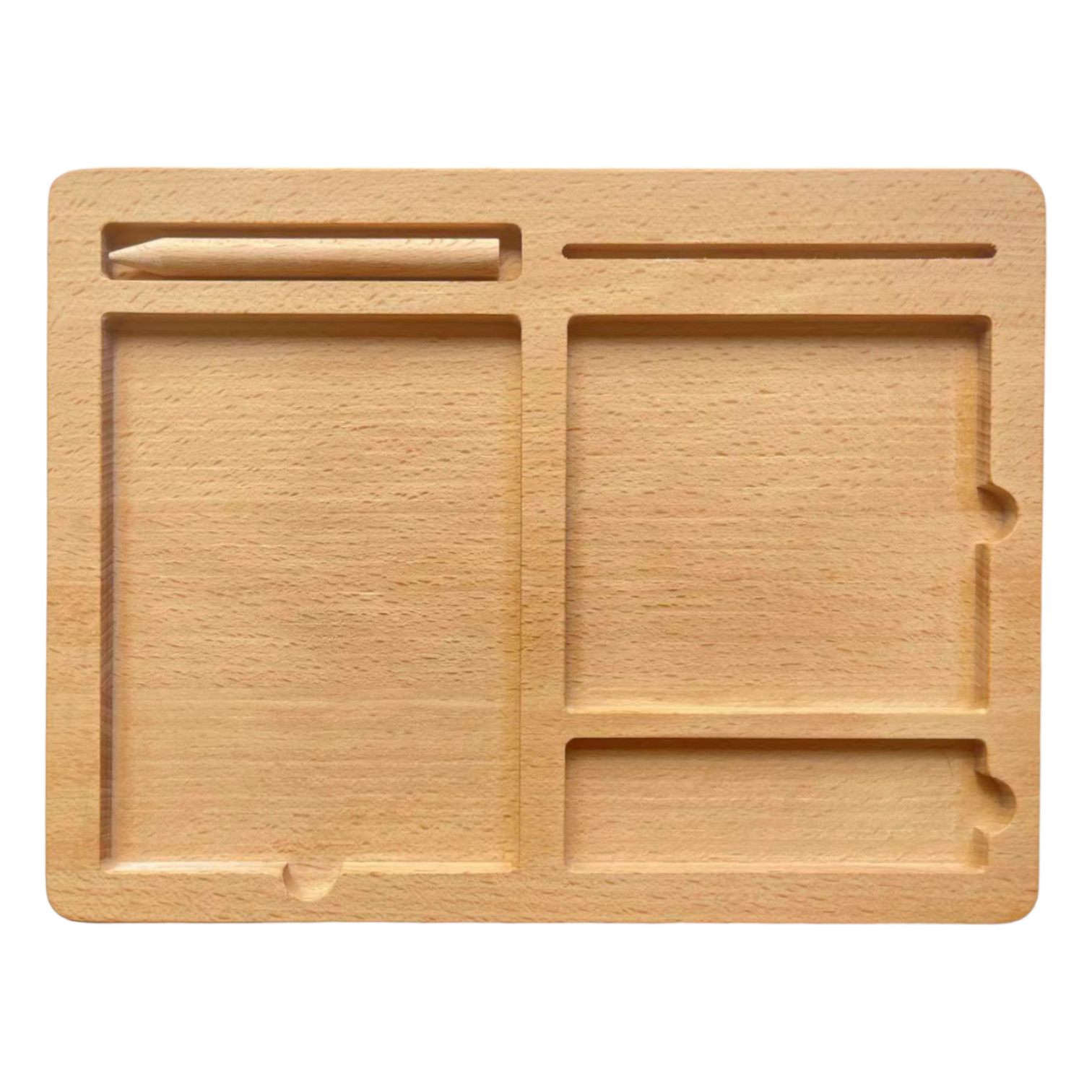 Wooden 3-Part Educational Activity & Sand Tray with Card Slot and Wooden Pe