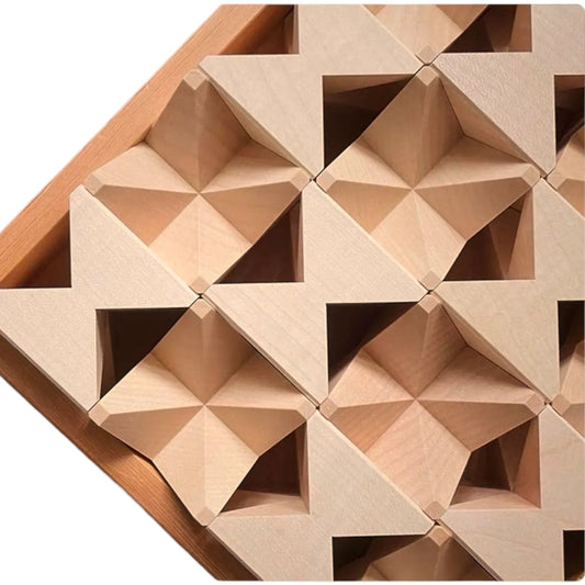 **Pre-order (Ships in 2-3 Weeks)**16 Pcs Natural Wooden Construction Puzzle Toy with Storage Tray - BIG FRENCHIES