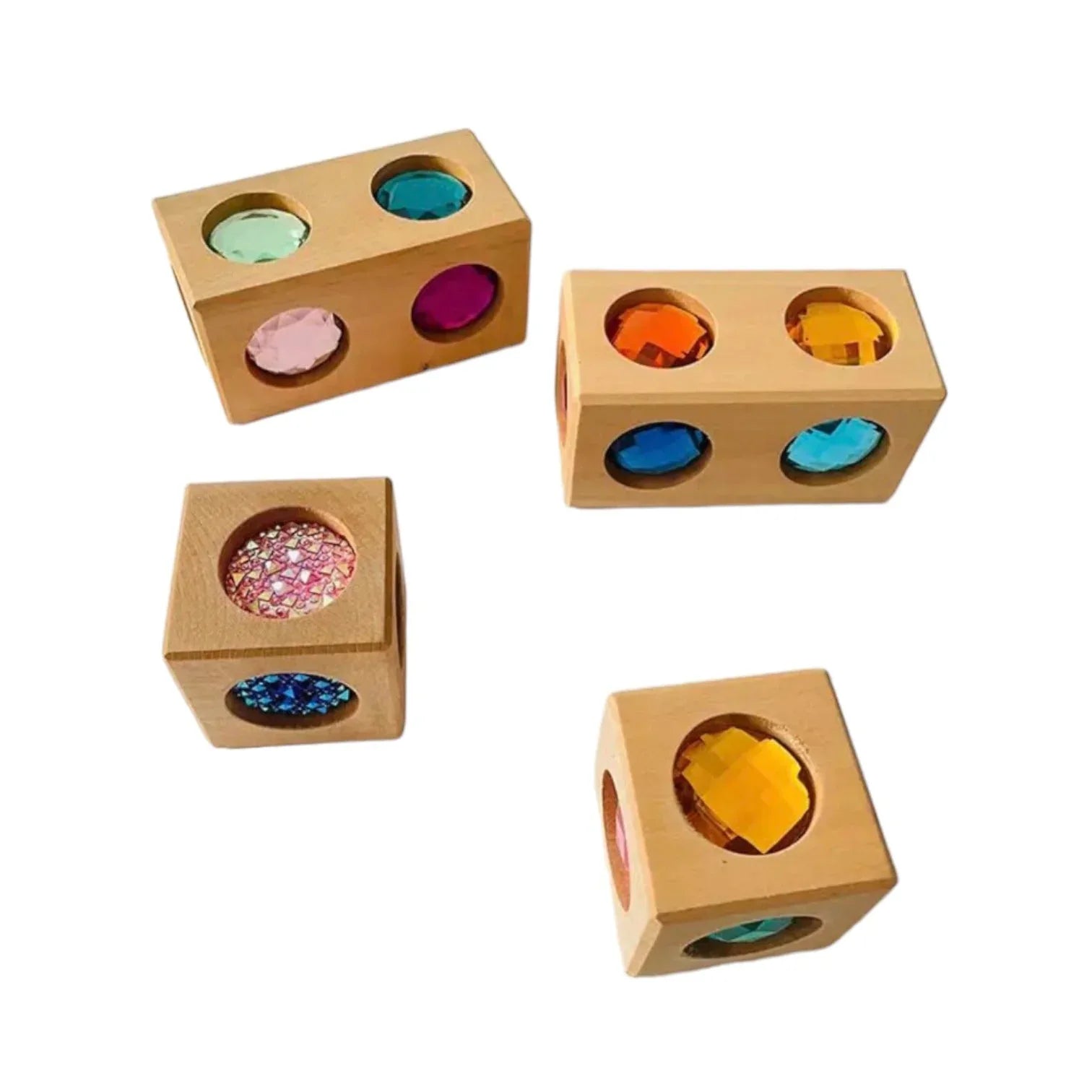 4 Pcs Cube and Cuboid Gemmed Stacking Blocks Set - BIG FRENCHIES