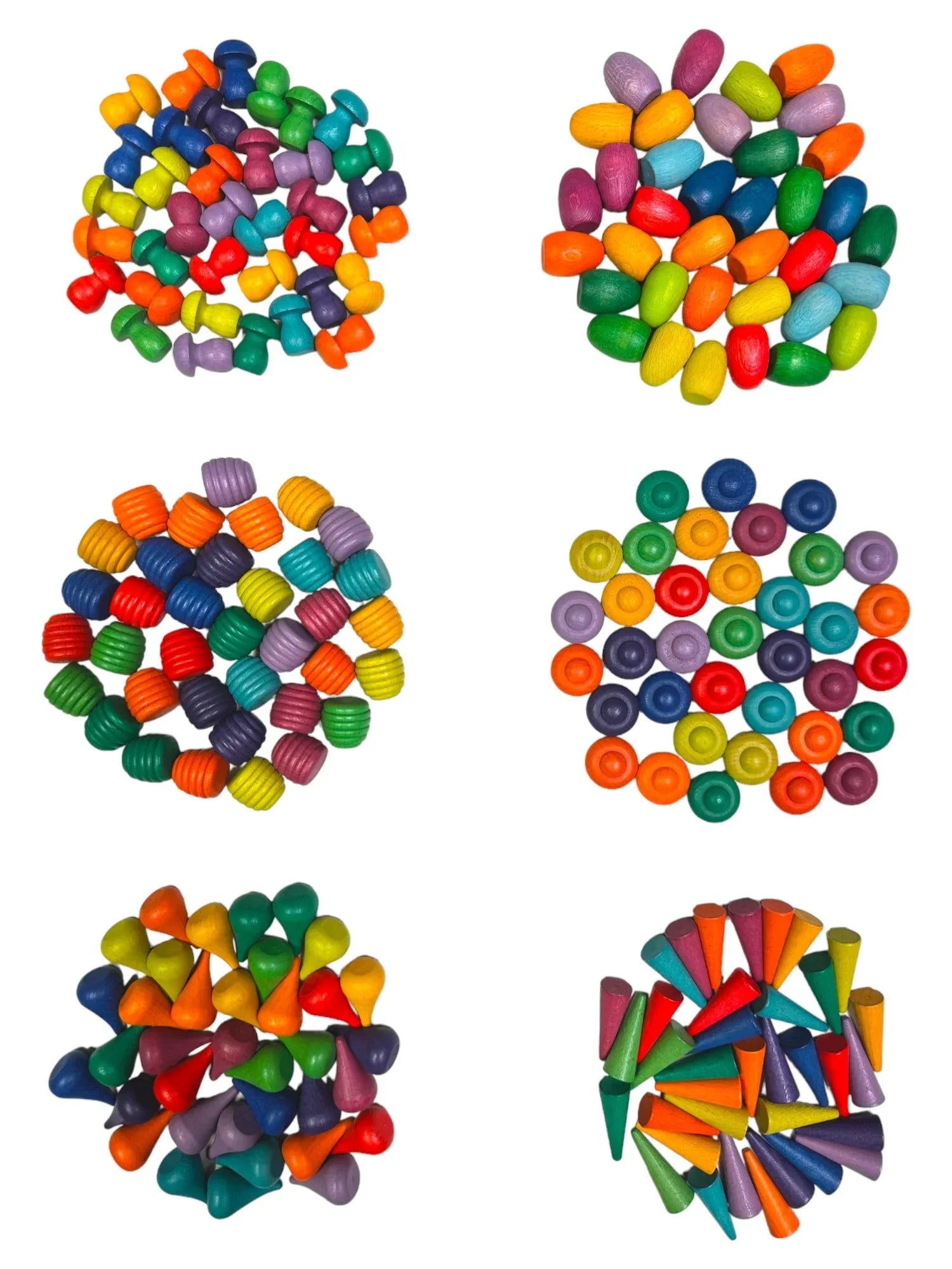 **Pre-order (Ships in 1-2 Weeks)**36 Pieces Colored Wooden Mandala Rainbow Loose Parts - BIG FRENCHIES