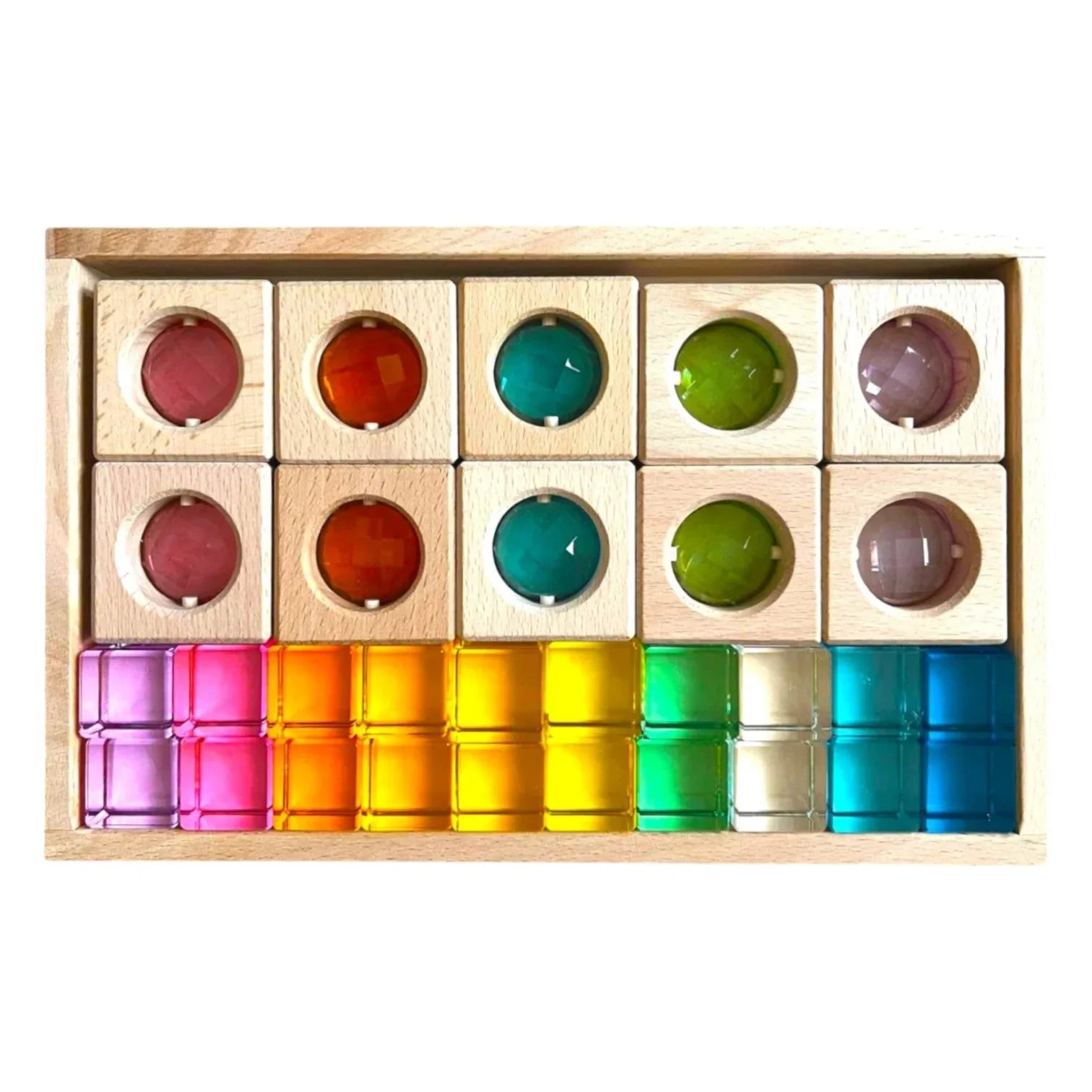 30-Piece Pastel Gemmed Translucent Blocks & Lucite Cubes Set with Storage Tray - BIG FRENCHIES