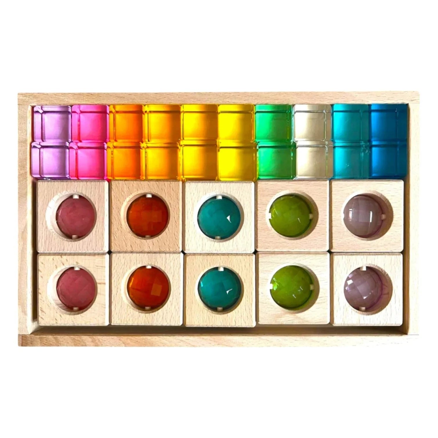 30-Piece Pastel Gemmed Translucent Blocks & Lucite Cubes Set with Storage Tray - BIG FRENCHIES
