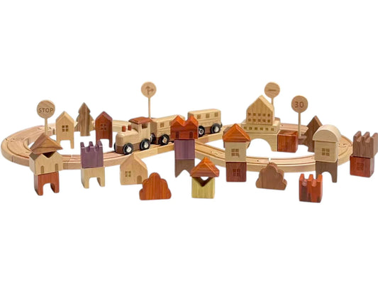 56 PCS Town Exploration Train Set with Track - BIG FRENCHIES