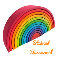 12-Piece Large Wooden Rainbow Stacking Blocks – Primary Colors | Pine or Linden Wood Options - BIG FRENCHIES