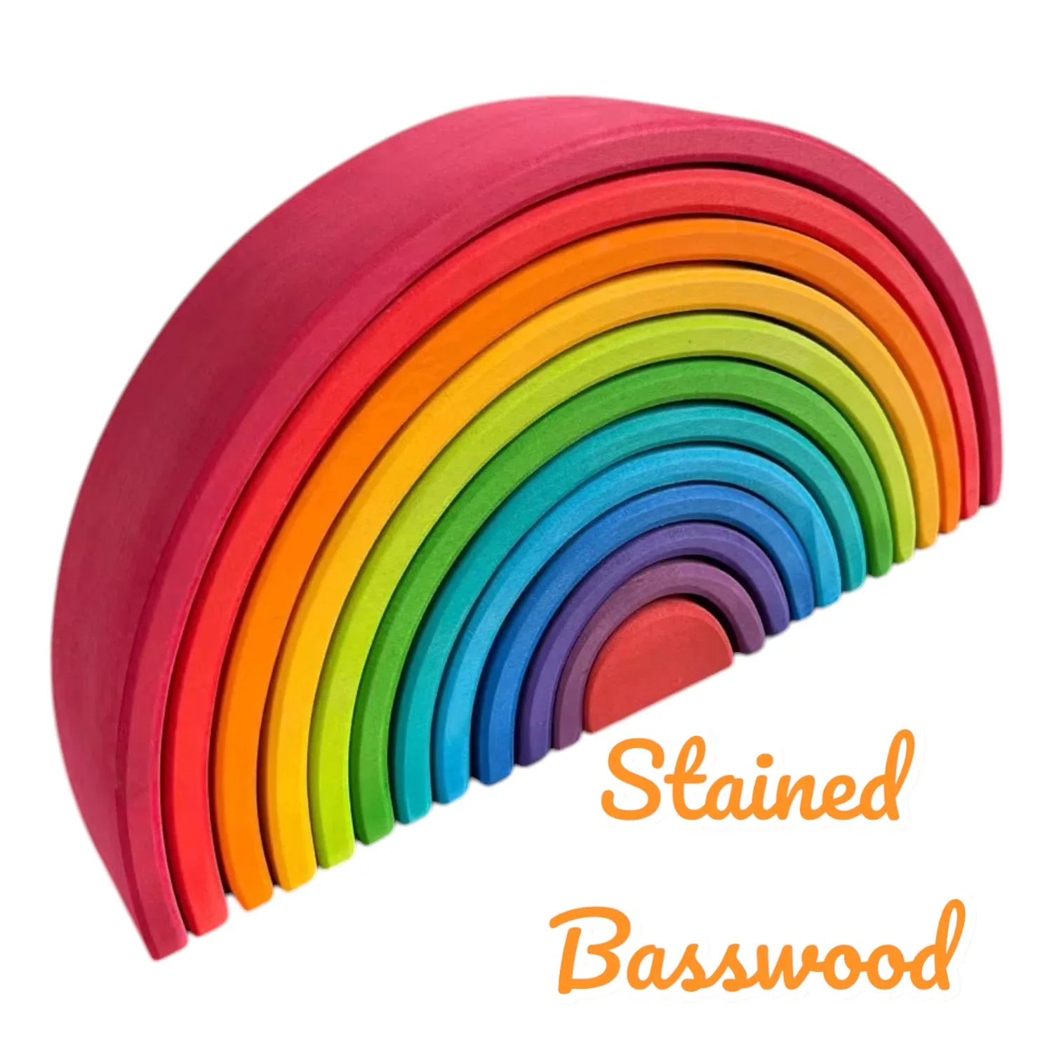 12-Piece Large Wooden Rainbow Stacking Blocks – Primary Colors | Pine or Linden Wood Options - BIG FRENCHIES