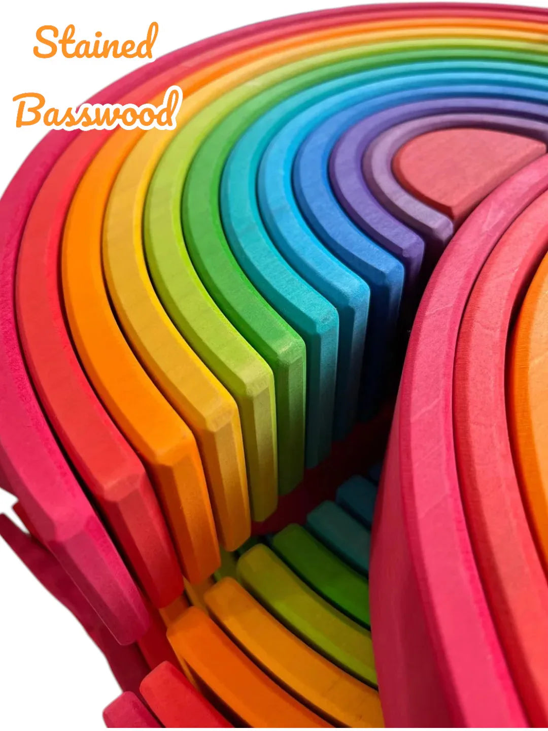 12-Piece Large Wooden Rainbow Stacking Blocks – Primary Colors | Pine or Linden Wood Options - BIG FRENCHIES
