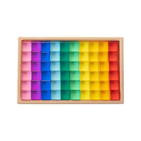 60 Pcs Crystal Clear High Transparency Lucite Cubes Set with Wooden Tray – Rainbow or Pastel Colors - BIG FRENCHIES