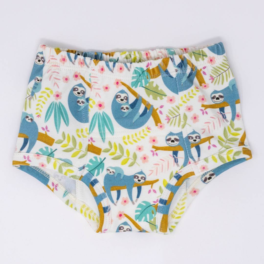 Organic Potty Training Underpants: Playful Family of Sloths - BIG FRENCHIES