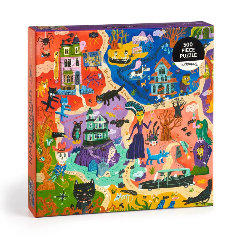Welcome to Spooky Town 500 Piece Jigsaw Puzzle Mudpuppy - BIG FRENCHIES