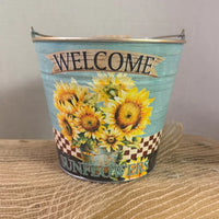 Welcome Sunflower Small Gift Tin Basket - BIG FRENCHIES