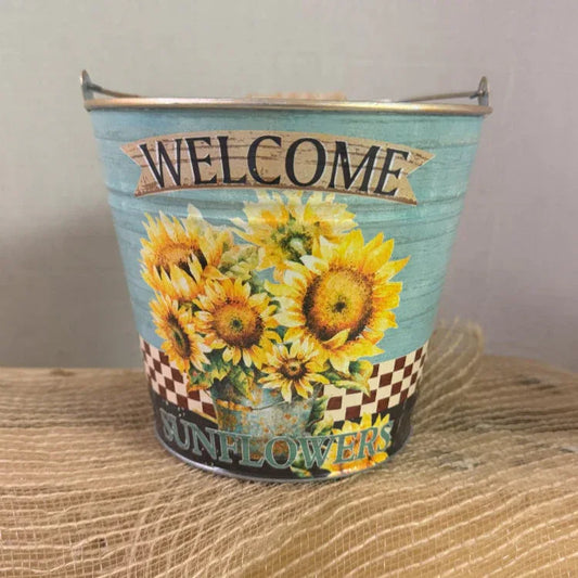 Welcome Sunflower Small Gift Tin Basket - BIG FRENCHIES