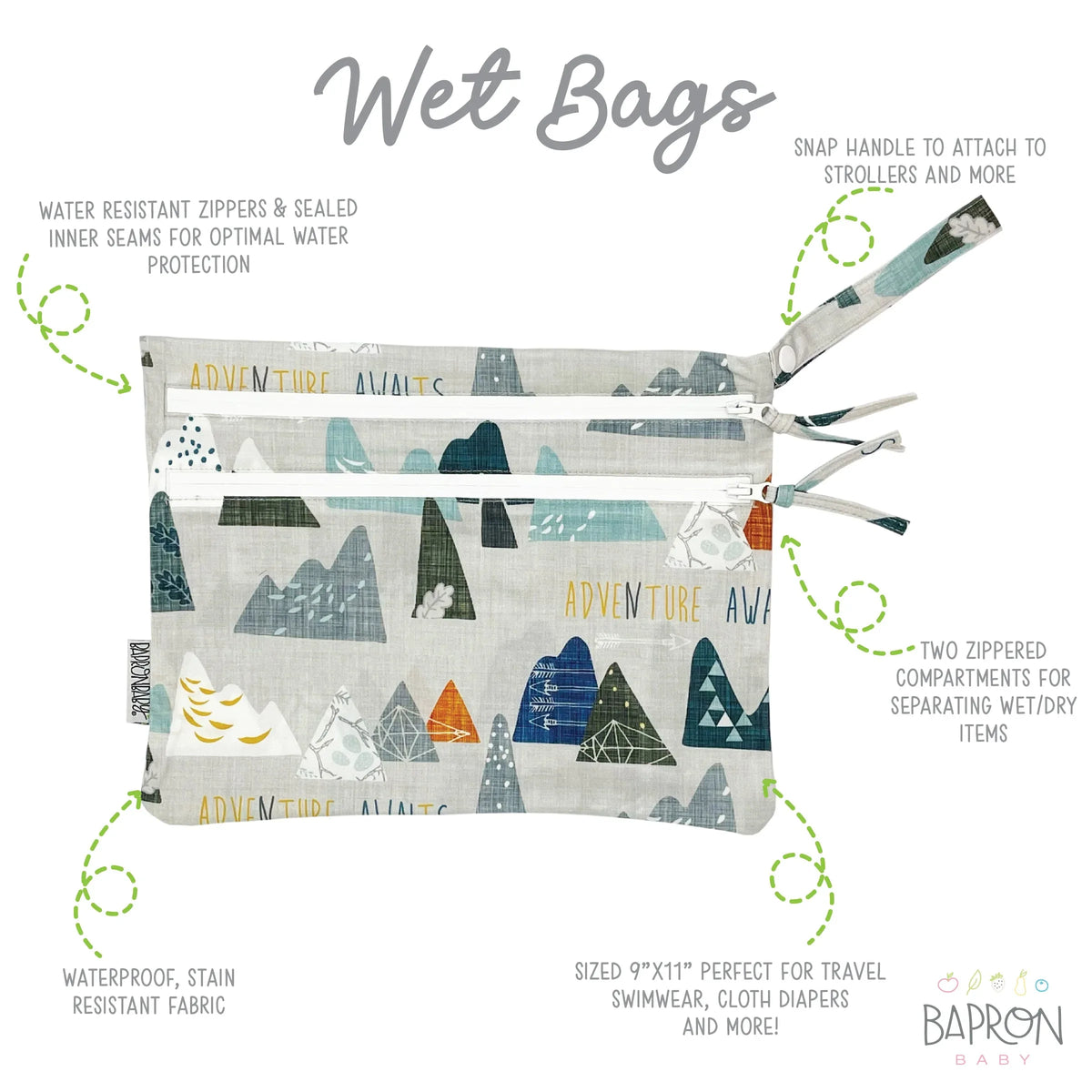 Adventure Awaits - Waterproof Wet Bag (For mealtime, on-the-go, and more!) - BIG FRENCHIES