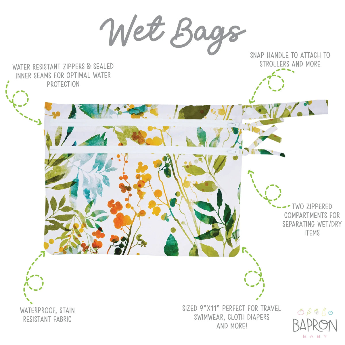 Autumn Leaves - Waterproof Wet Bag (For mealtime, on-the-go, and more!) - BIG FRENCHIES