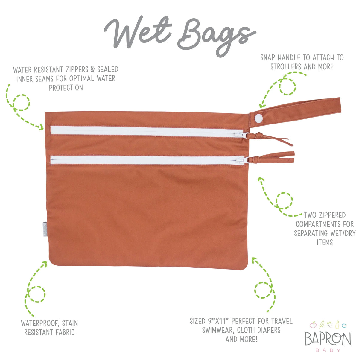Solid Copper Minimalist - Waterproof Wet Bag (For mealtime, on-the-go, and more!) - BIG FRENCHIES