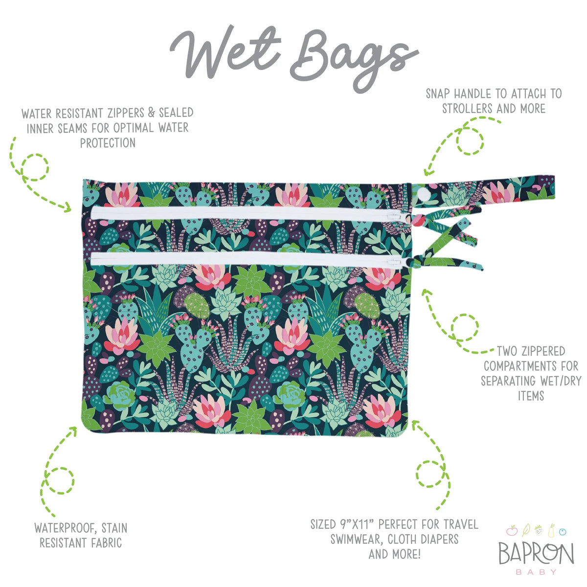 Desert Floral - Waterproof Wet Bag (For mealtime, on-the-go, and more!) - BIG FRENCHIES
