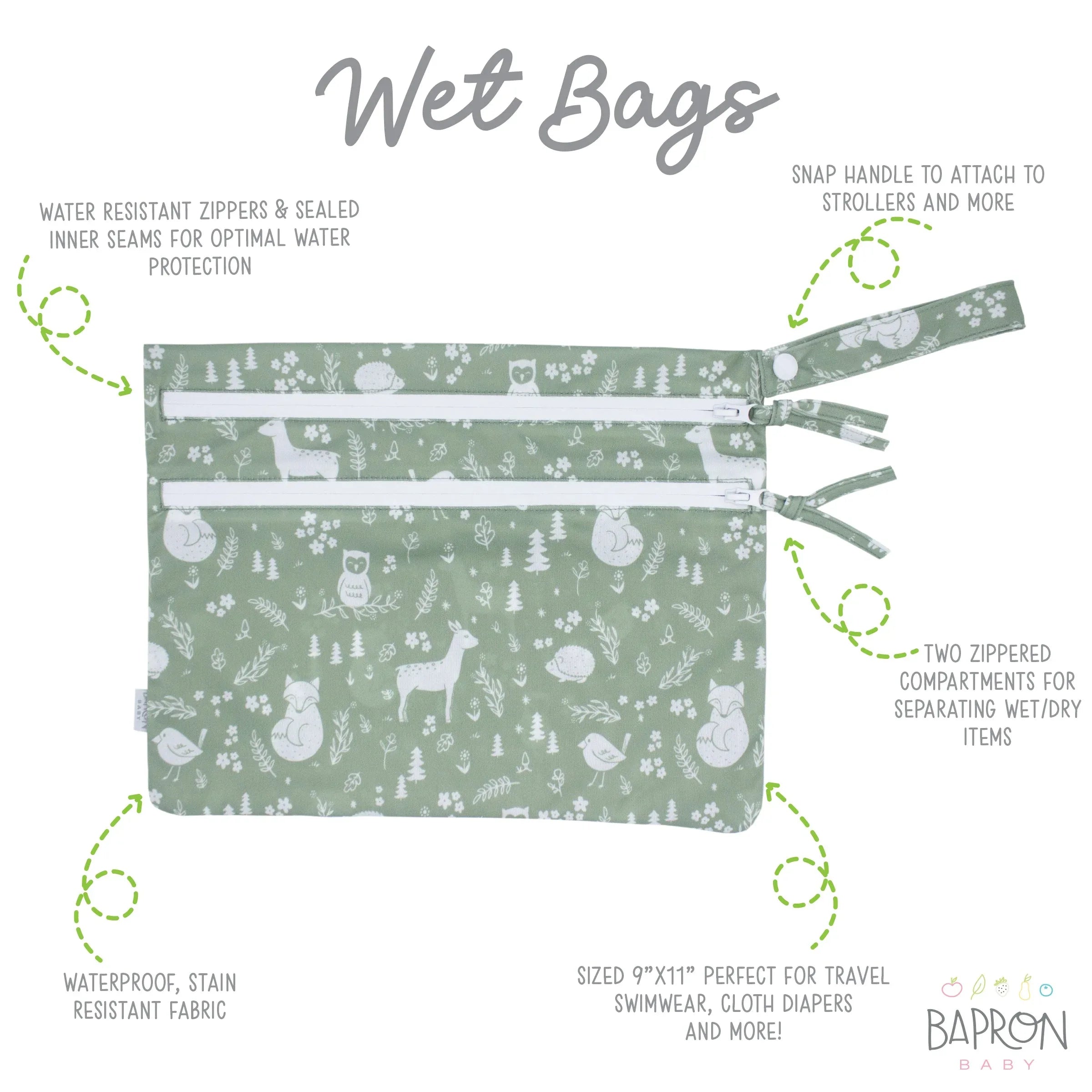 Forest Friends - Waterproof Wet Bag (For mealtime, on-the-go, and more!) - BIG FRENCHIES