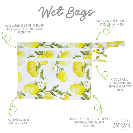 Fresh Lemon - Waterproof Wet Bag (For mealtime, on-the-go, and more!) - BIG FRENCHIES