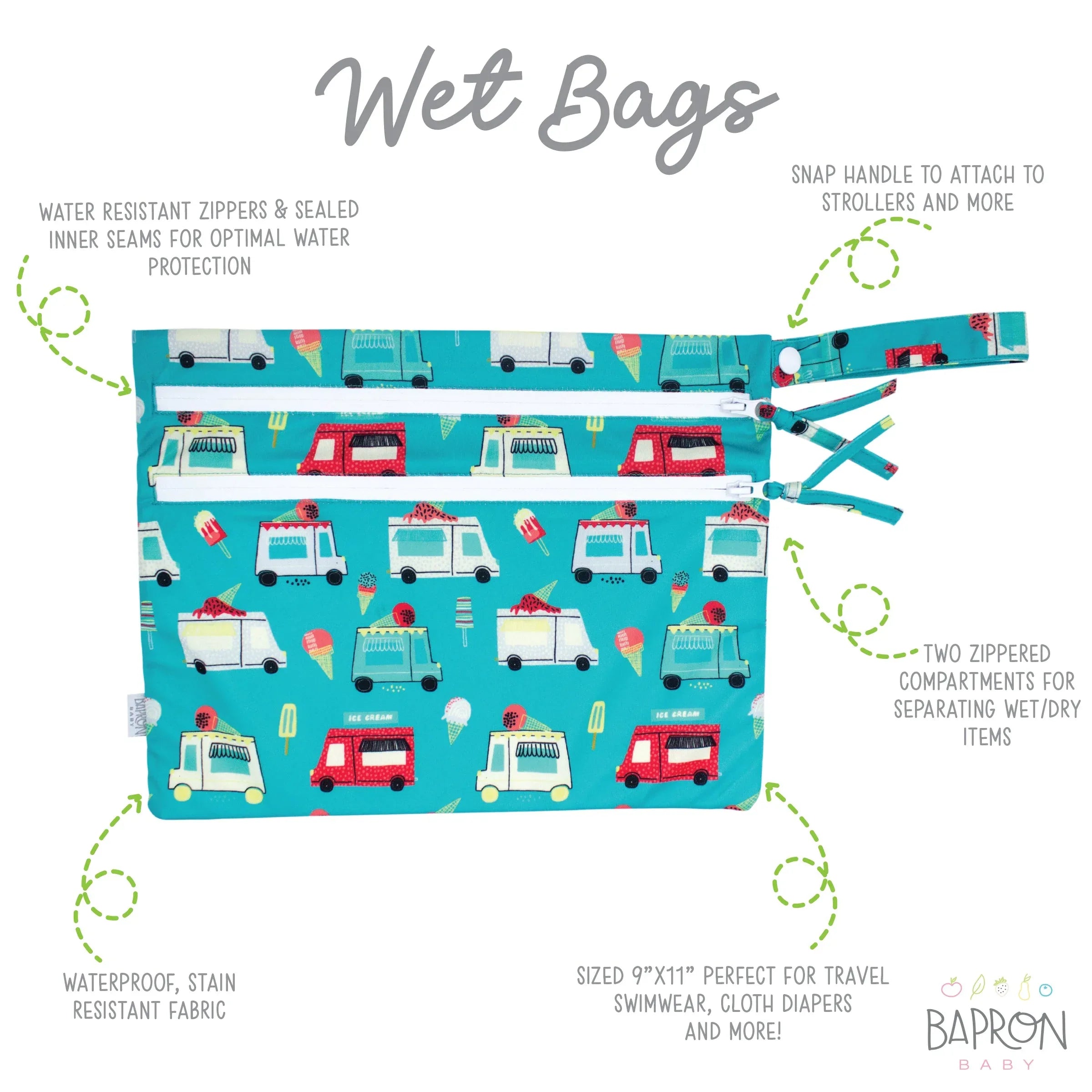 Ice Cream Truck - Waterproof Wet Bag (For mealtime, on-the-go, and more!) - BIG FRENCHIES