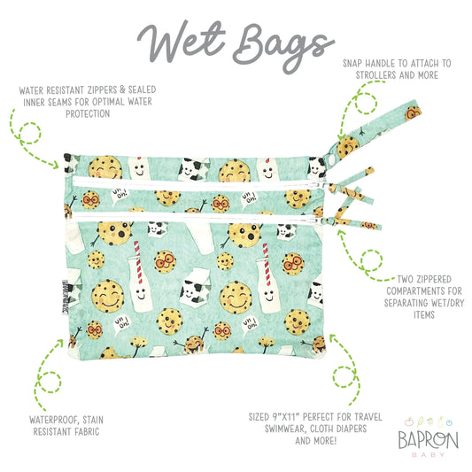 Cookies & Milk - Waterproof Wet Bag (For mealtime, on-the-go, and more!) - BIG FRENCHIES
