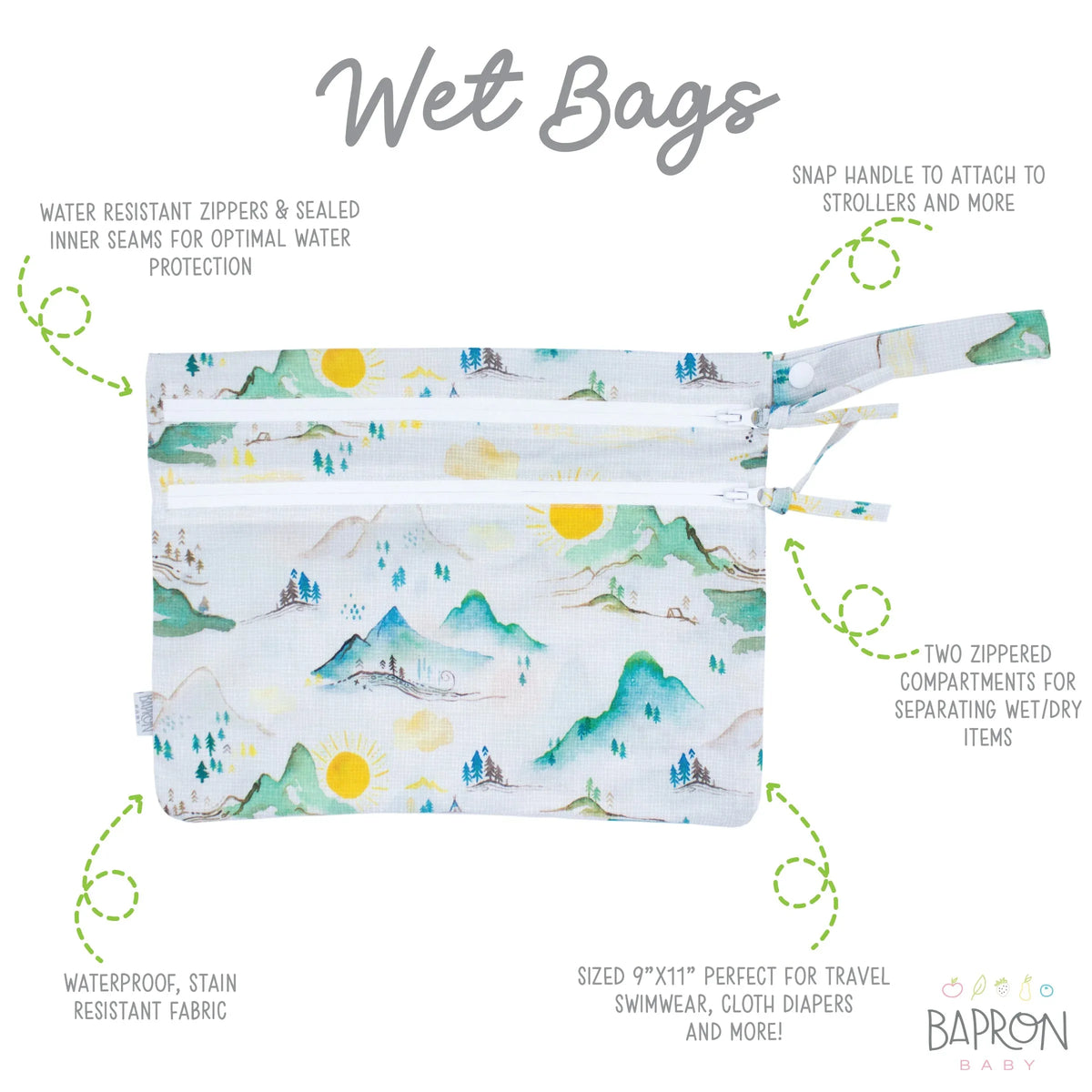 Mountain Mist - Waterproof Wet Bag (For mealtime, on-the-go, and more!) - BIG FRENCHIES