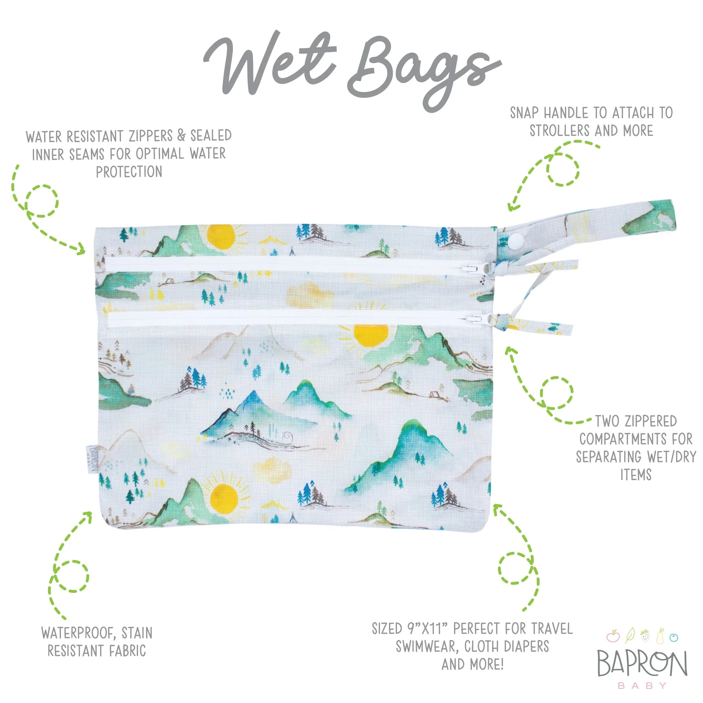 Mountain Mist - Waterproof Wet Bag (For mealtime, on-the-go, and more!) - BIG FRENCHIES