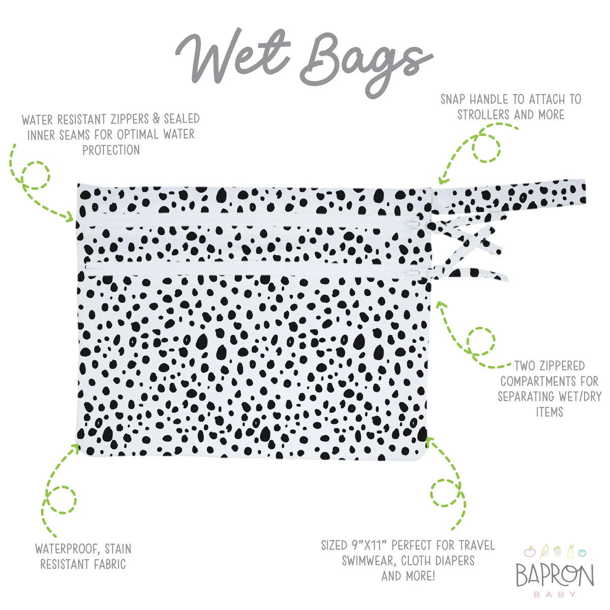 Organic Dot - Waterproof Wet Bag (For mealtime, on-the-go, and more!) - BIG FRENCHIES