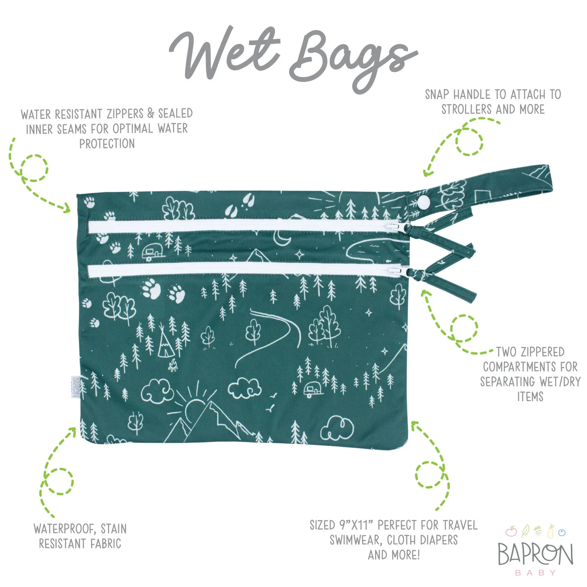 Pine Forest - Waterproof Wet Bag (For mealtime, on-the-go, and more!) - BIG FRENCHIES