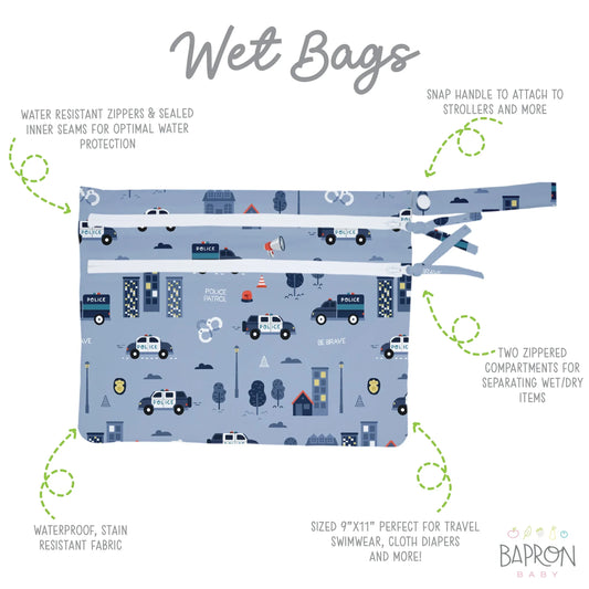 Be Brave - Police Patrol - Waterproof Wet Bag (For mealtime, on-the-go, and more!) - BIG FRENCHIES