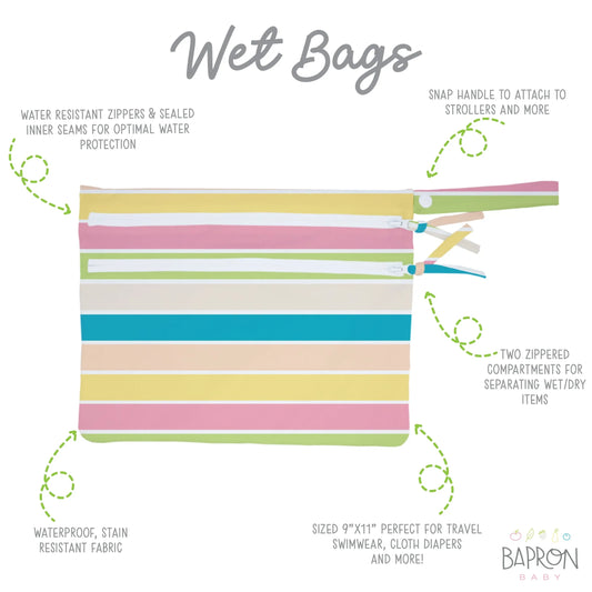 Rainbow Stripes - Waterproof Wet Bag (For mealtime, on-the-go, and more!) - BIG FRENCHIES